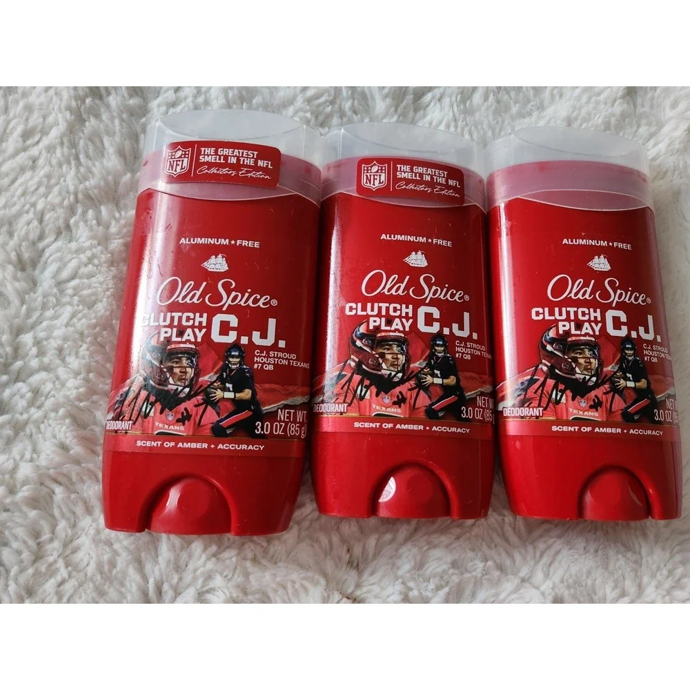 Lot of 3‎ Old Spice Clutch Play C.J. Stroud Houston Texans Deodorant 3oz NFL